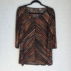 Bob Mackie Women S Autumn Zebra Witchy Abstract All Over Print Liquid Knit Tunic